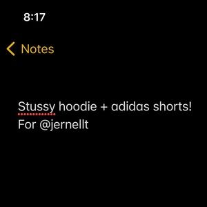 stussy hoodie + adidas shorts bundle